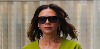 Victoria Beckham commands attention in colour-clashing outfit as she arrives at One World Trade Center to attend Vogue's Forces of Fashion event in New York City