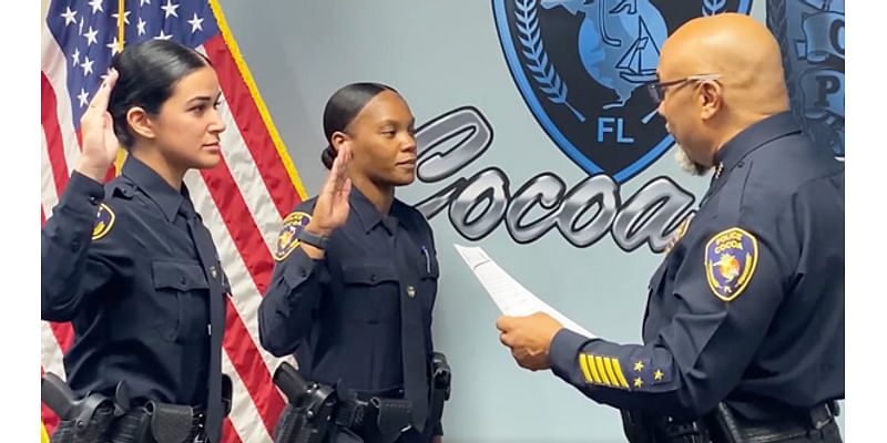 WATCH: Cocoa Police Chief Evander Collier Swears In New Officers Megan Romo and April Zayas