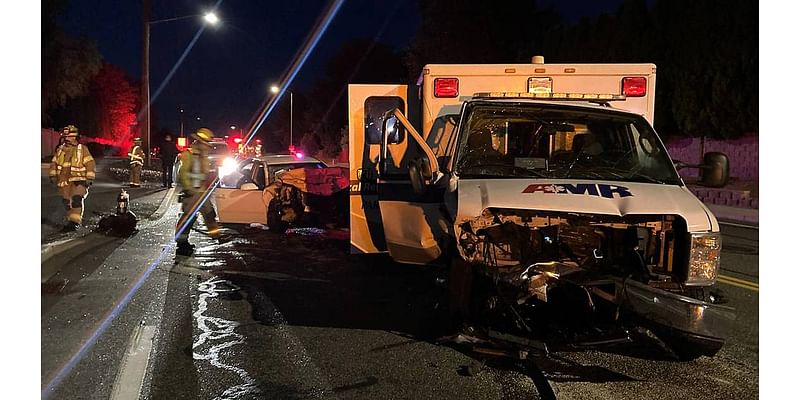 Sleepy driver with no license slams into an ambulance head-on in Kennewick