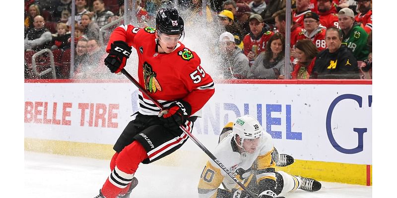 Blackhawks coaching Kevin Korchinski on positioning while determining where he'll start season