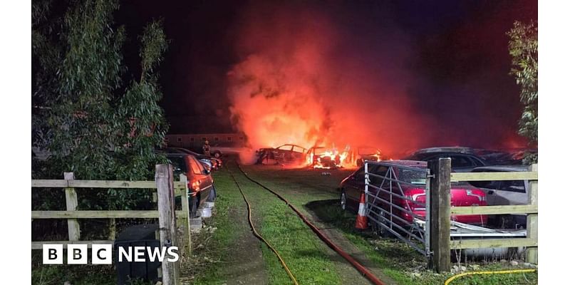 Crews in Blagdon tackle car fire involving 20 vehicles