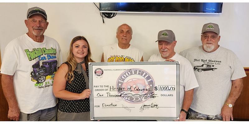 Foothill Classics Car Club Donates $1,000 To Hospice