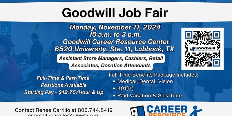 Goodwill Industries of Northwest Texas to host Job Fair on Nov. 11