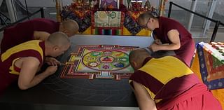 Buddhist monks creating mandala meticulously painted with sand – NBC 5 Dallas