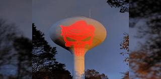 MAGA supporter sparks outrage after projecting Punisher logo with Trump’s hair on water tower