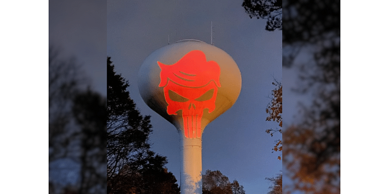 MAGA supporter sparks outrage after projecting Punisher logo with Trump’s hair on water tower