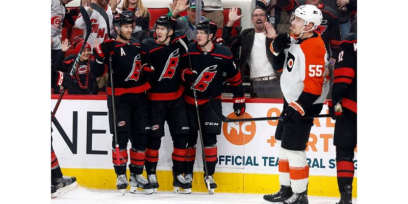 ahead goal with 29 seconds left, Hurricanes beat Flyers 6