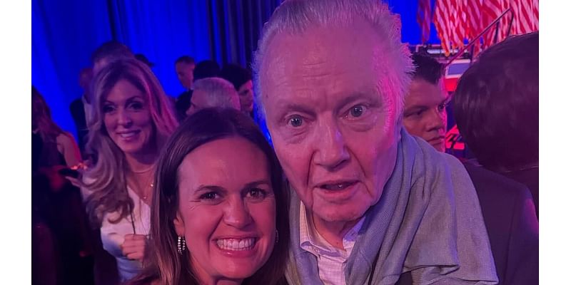 Angelina Jolie's father Jon Voight celebrates Donald Trump's election victory with Sarah Huckabee Sanders