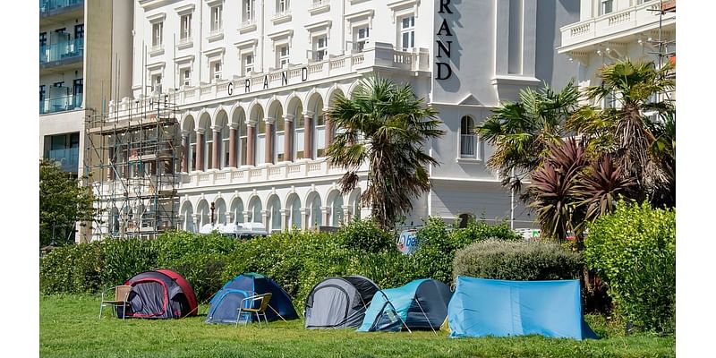 Rough sleepers turn city park into tent town where some homeless people have been staying for the last six months