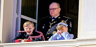 Prince Jacques and Princess Gabriella of Monaco, nine, rival Charlotte and Louis with their naughty antics on palace balcony during National Day