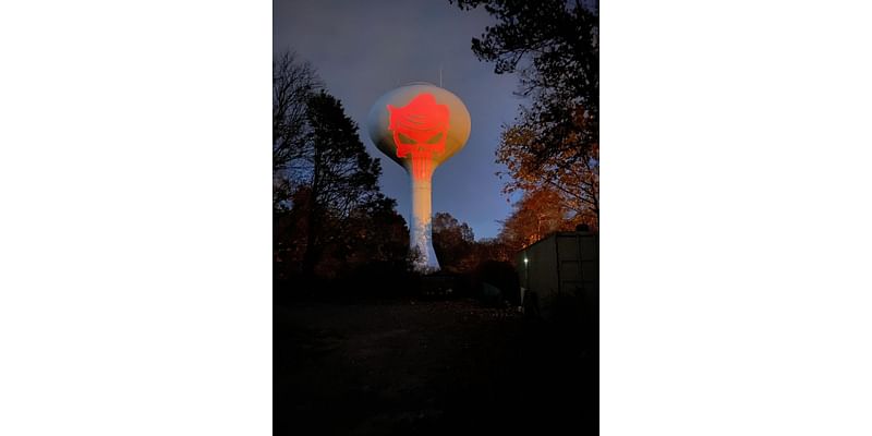 Town Goes to War With MAGA Diehard Projecting Punisher Skull With Trump Hair on Water Tower