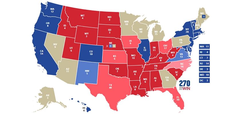 How many electoral votes does each state have? How many needed to win?