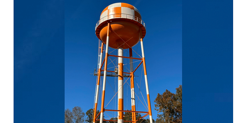 Alabama city flooded with calls asking why new water tower is painted orange and white