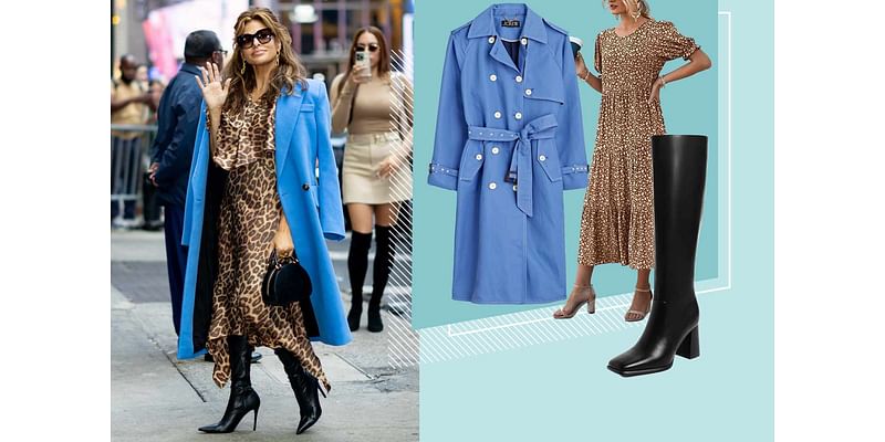 Eva Mendes Wore a Leopard Print Dress and Trench Coat: Get the Look