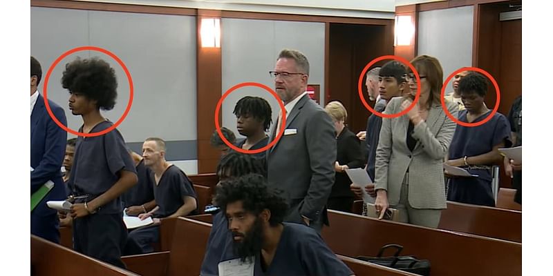 Four 'bully' teens charged as adults with the beating death of Jonathan Lewis look terrified as they appear in court in Las Vegas