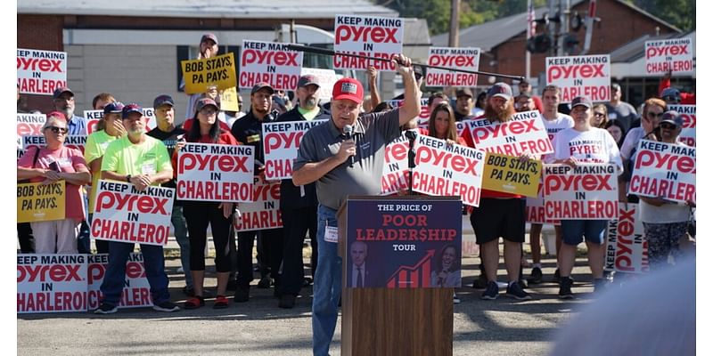 Republicans rally in Charleroi to bring attention to its closing glass plant