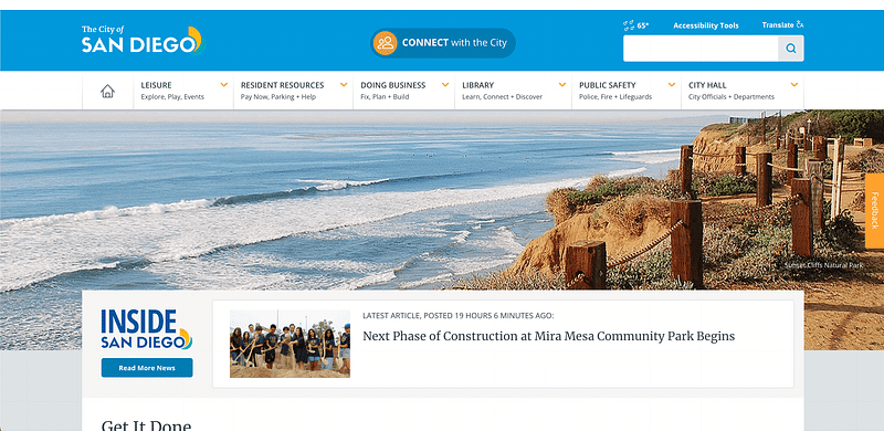 City of San Diego Website Takes First Place in Government Experience Awards