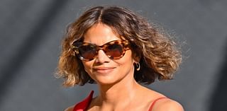 Halle Berry turns heads in bright red midi dress and silver pumps while heading to Jimmy Kimmel Live