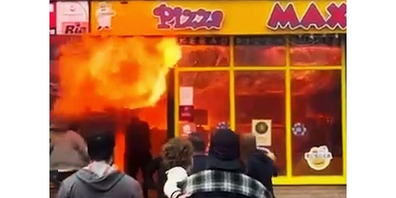 Two injured as blaze rips through Longford takeaway