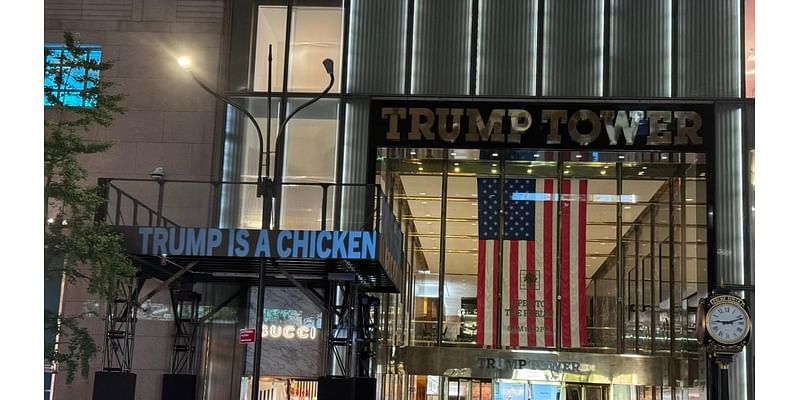 Democrats project images on Trump Tower in New York City ahead of VP debate