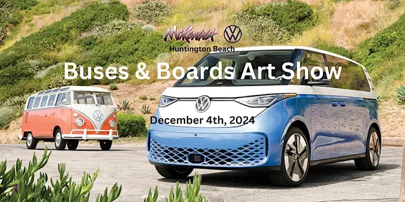 Buses & Boards Art Show to feature the new electric VW ID.Buzz, on Dec. 4