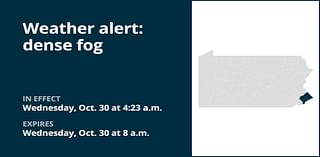 Weather alert issued for dense fog in Southeast Pa. until Wednesday morning