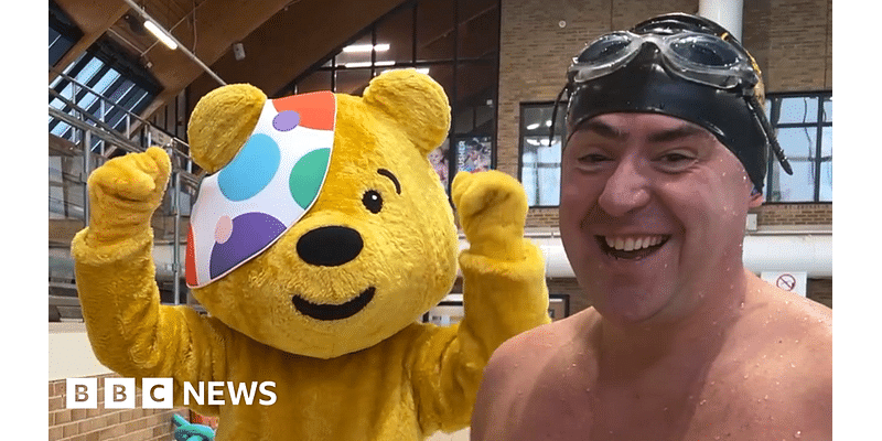 Children in Need: BBC swimming team hit halfway mark