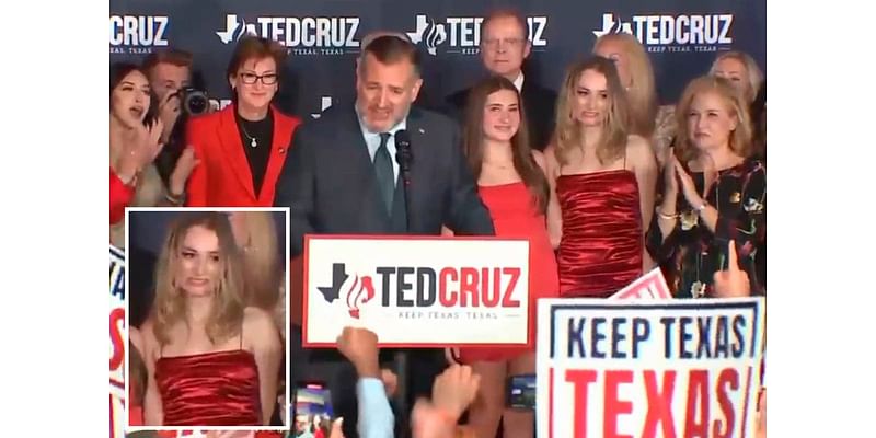 Ted Cruz’s daughter caught wincing and telling mom not to clap as senator praises Trump during victory speech