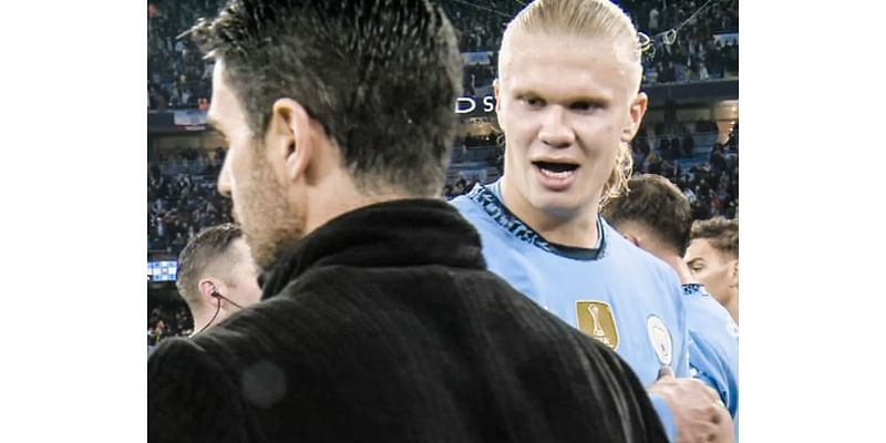 Erling Haaland provokes Mikel Arteta with two-word message during fiery handshake