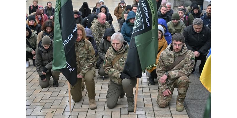 Mourners bid farewell to medic killed in east Ukraine