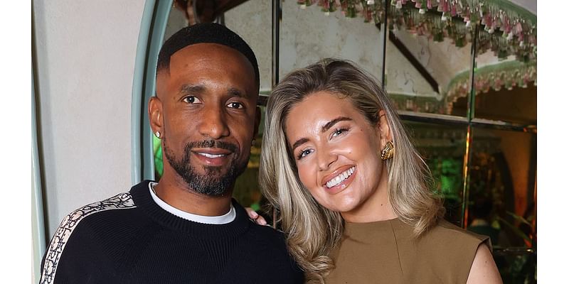 Jermain Defoe, 41, is joined by girlfriend Alisha LeMay, 31, as they make a rare public appearance at anniversary dinner - months after cheating scandal