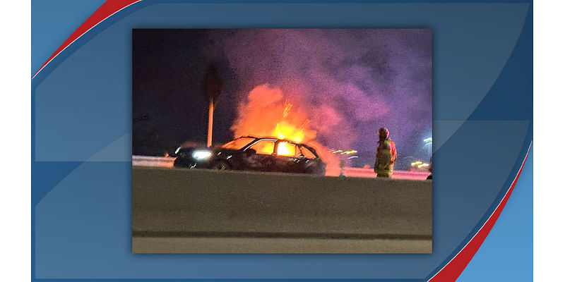 Car on fire after a wreck on Marsha Sharp Fwy Saturday night