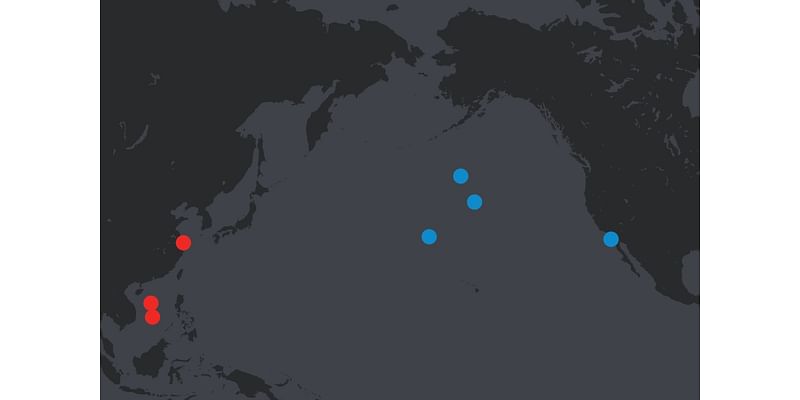 Map Shows US and China's Aircraft Carriers in Pacific This Week