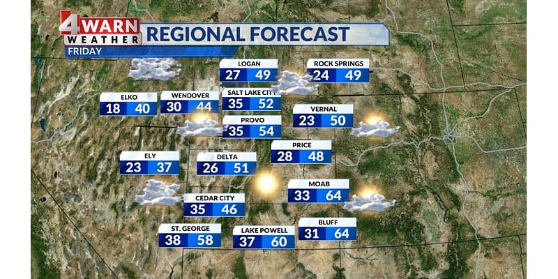 Chilly Friday brings valley rain and mountain snow to Utah