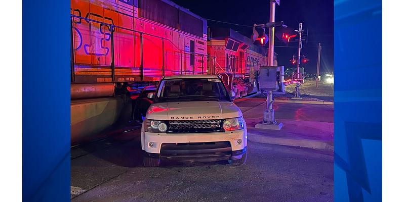 Train crashes into stopped car on Commerce City railroad crossing