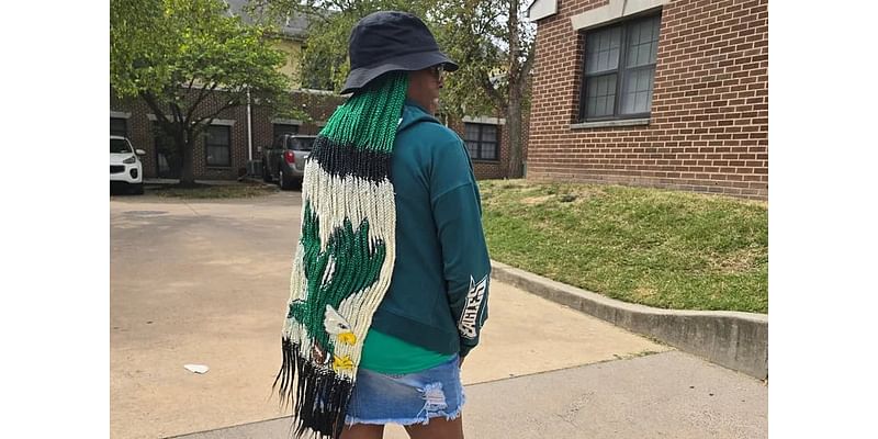 Eagles super fan sports a 72-inch custom wig in the team’s colors