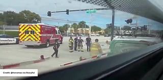 Van driver survives after collision with Brightline train