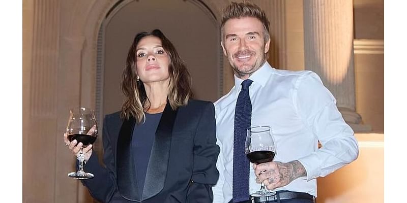 Victoria Beckham spices up her after-show champagne at Paris Fashion Week... with a dash of her new £170 perfume (à la Chanel!)