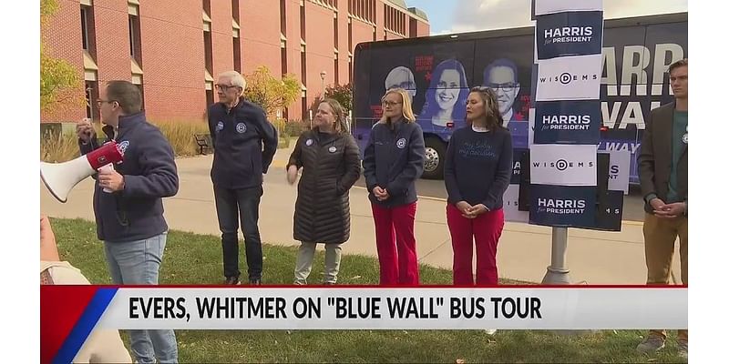 Governors Evers and Whitmore pull “Blue Wall Bus” into La Crosse and Eau Claire