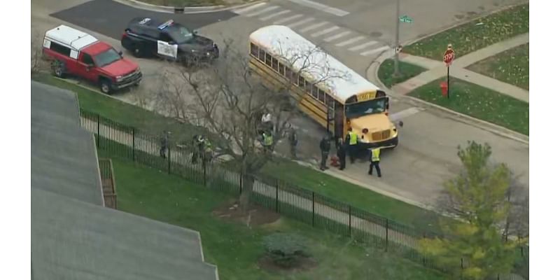 School bus with nearly 30 children on board collides with 2 vehicles in Elgin: police