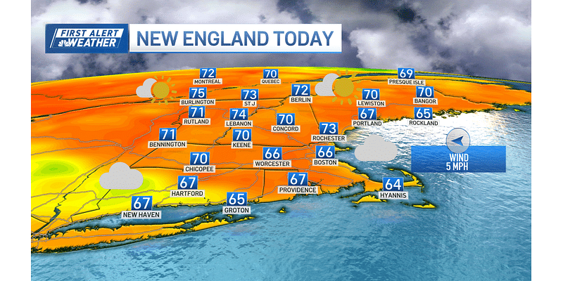 Seasonable temperatures in New England on Sunday