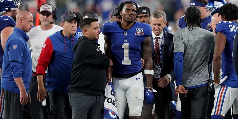 Malik Nabers injury: Giants WR goes down holding head, exits game vs. Panthers