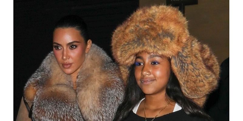 Kim Kardashian bundles up in fur coat as she and North West enjoy a mother-daughter sushi date