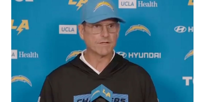 Jim Harbaugh drops best NFL press conference quote of all time as fans tell LA Chargers HC 'we are witness greatness'