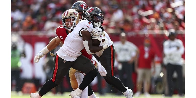 Moody shrugs off 3 missed FGs to kick 49ers past Buccaneers 23-20 in McCaffrey’s season debut