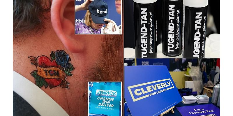 It's not only Labour who like freebies! Tory leadership rivals try to woo party members with giveaways including fake tan, tattoos, bottles for 'Keir's tears'... and sudokus to keep conference attende