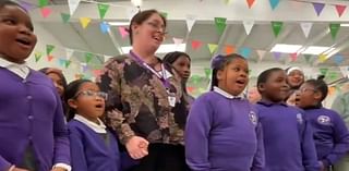 Sweet moment King Charles is treated to rendition of 'Happy Birthday' by schoolchildren at Coronation Food Hub visit - before traditional gun salutes ring out across Britain