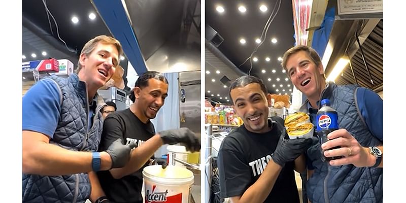 Eli Manning Makes Chopped Cheese At Viral 'Ocky Way' Deli In NYC