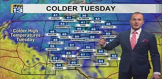 Colder air arrives Tuesday