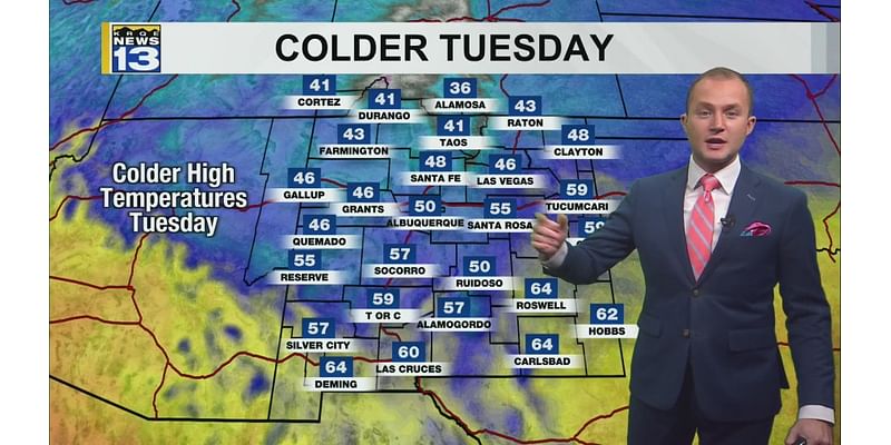 Colder air arrives Tuesday